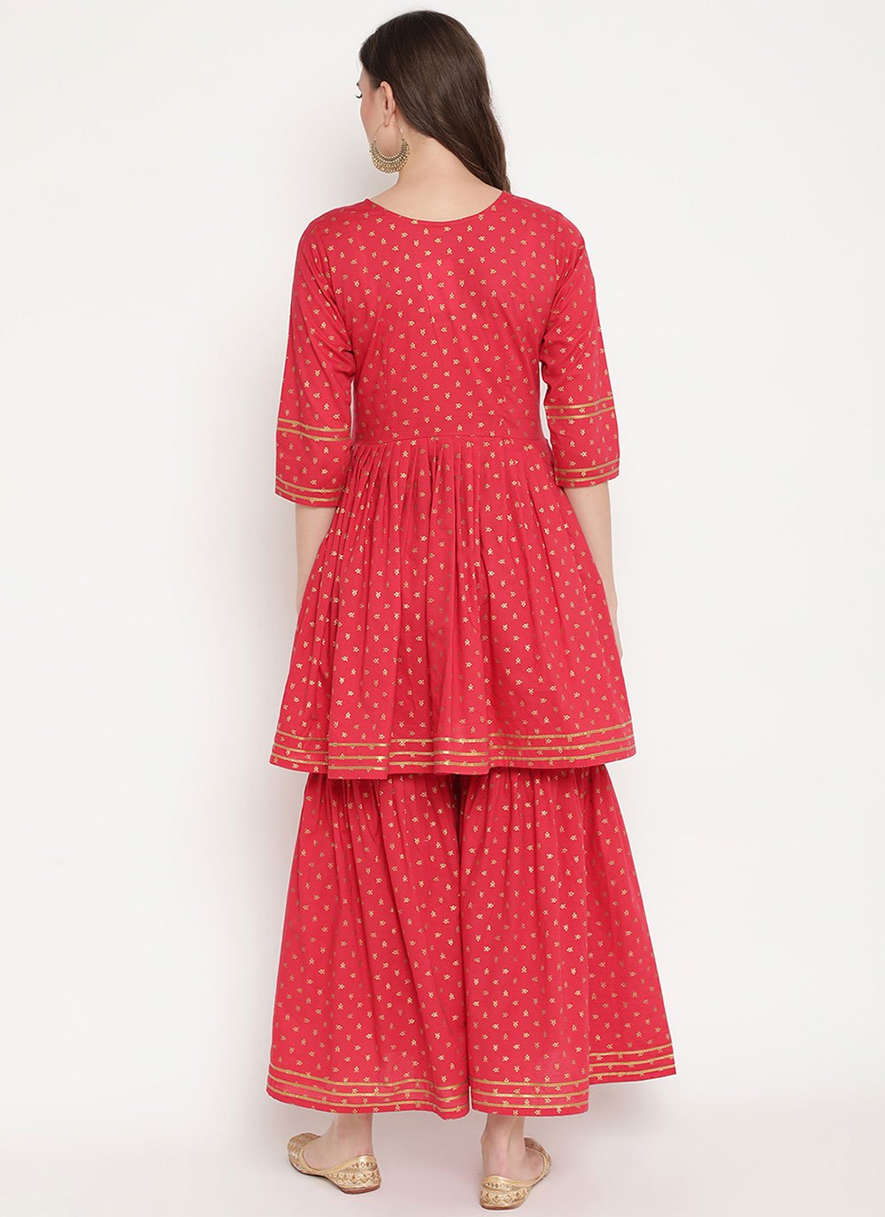 Casual Kurti Cotton Red Print Kurtis