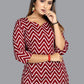 Party Wear Kurti Faux Crepe Red Print Kurtis