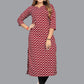 Party Wear Kurti Faux Crepe Red Print Kurtis