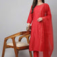 Salwar Suit Chinon Red Embroidered Salwar Kameez
