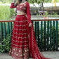 Lehenga Choli Faux Georgette Red Embroidered Lehenga Choli