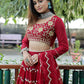 Lehenga Choli Faux Georgette Red Embroidered Lehenga Choli