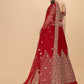 Lehenga Choli Satin Silk Red Embroidered Lehenga Choli