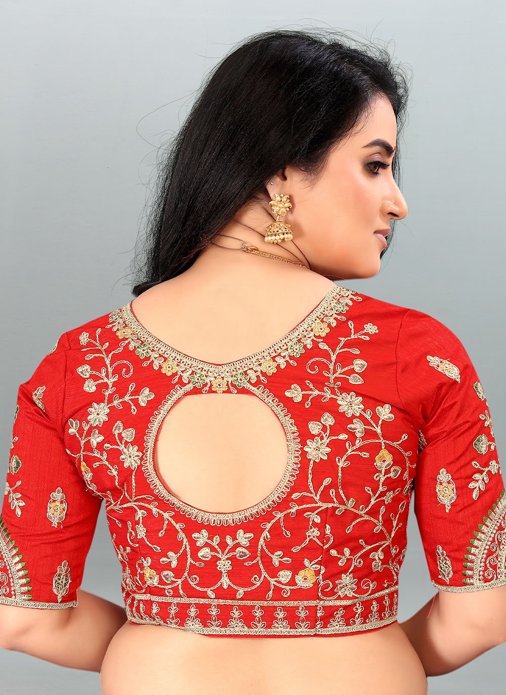Blouse Silk Red Embroidered Blouse
