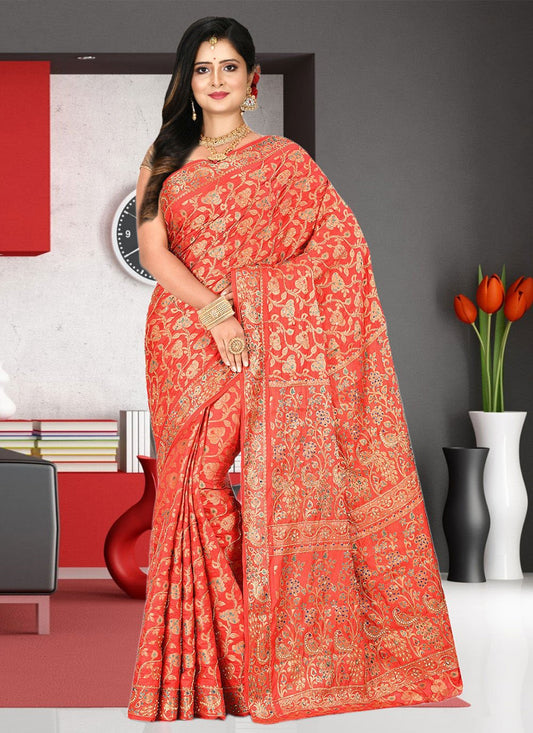 Classic Kanjivaram Silk Red Hand Work Saree