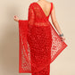 Designer Net Red Embroidered Saree