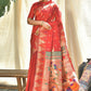 Designer Silk Red Woven Saree