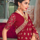 Traditional Saree Pure Dola Silk Red Embroidered Saree