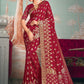 Traditional Saree Pure Dola Silk Red Embroidered Saree