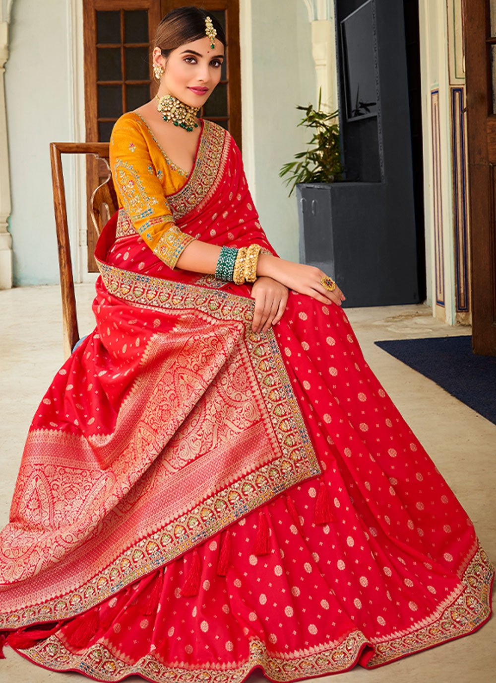 Classic Banarasi Silk Red Weaving Saree