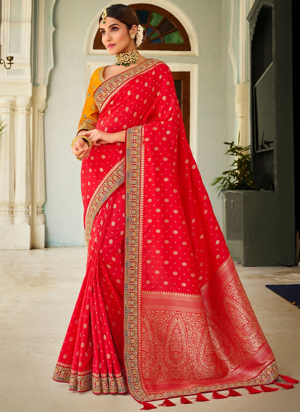 Classic Banarasi Silk Red Weaving Saree