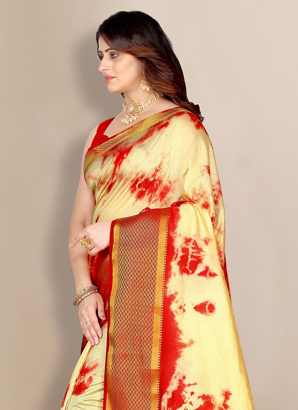 Classic Silk Red Patch Border Saree