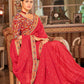 Designer Organza Red Sequins Saree