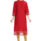 Casual Kurti Silk Blend Red Embroidered Kurtis