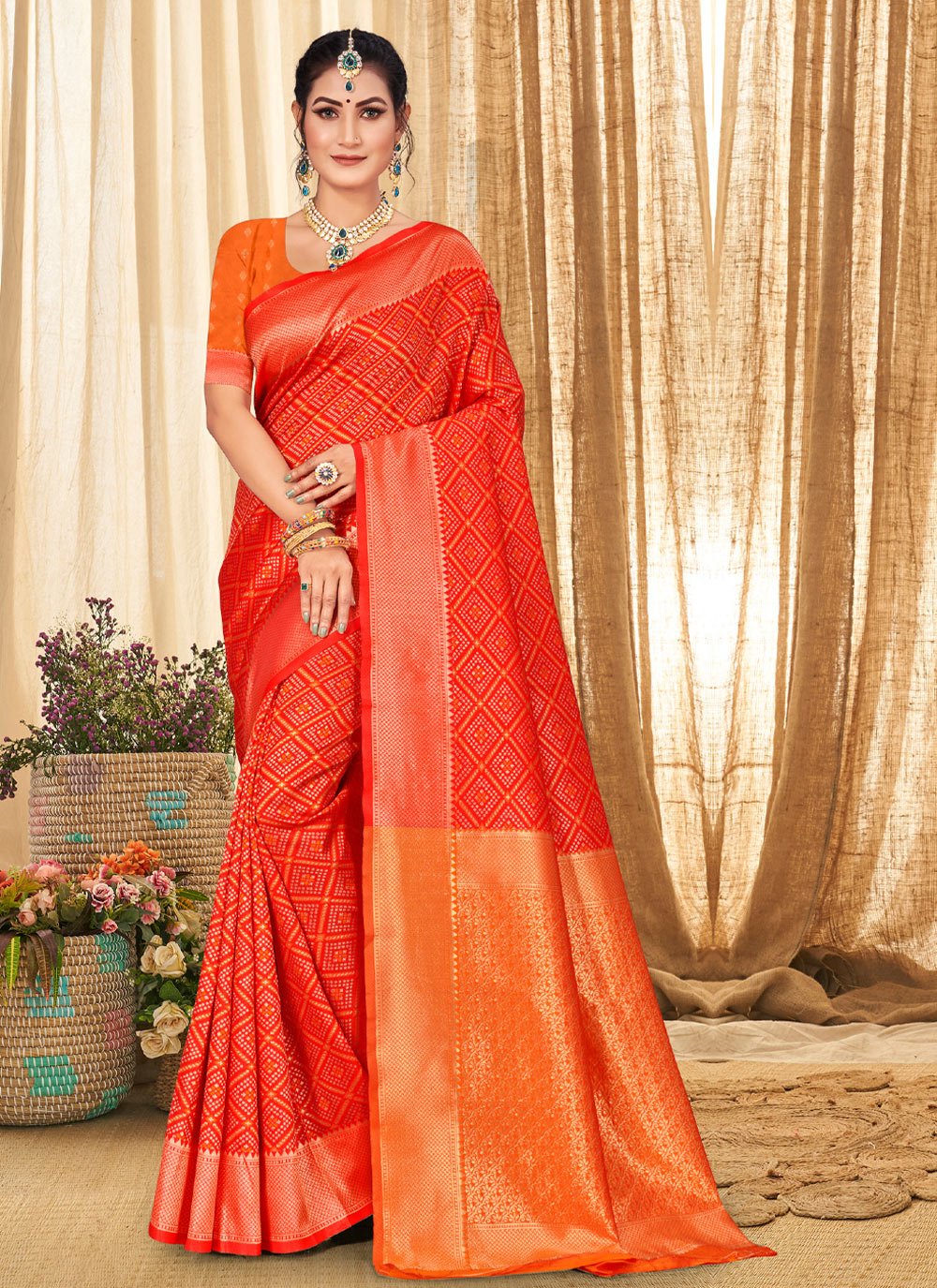 Casual Silk Red Weaving Saree