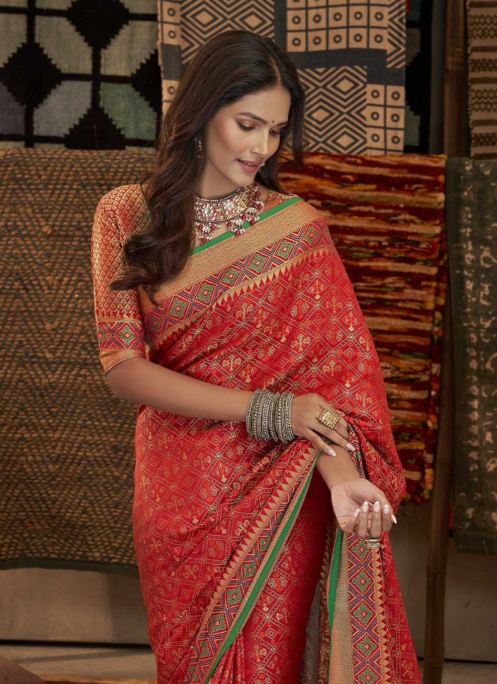 Contemporary Silk Red Weaving Saree