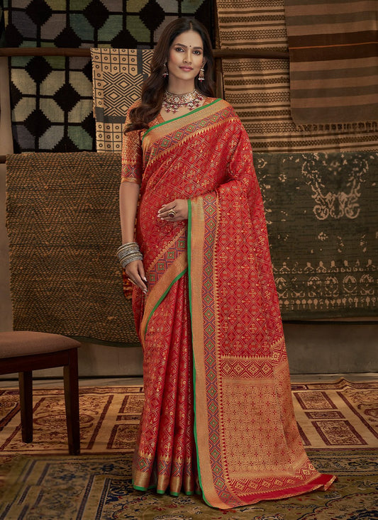 Contemporary Silk Red Weaving Saree