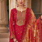 Palazzo Salwar Suit Silk Red Jacquard Work Salwar Kameez