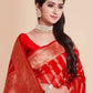 Trendy Saree Organza Silk Red Woven Saree