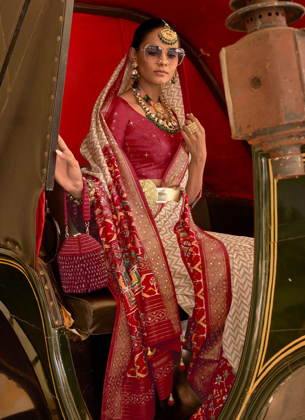 Trendy Saree Silk Red Weaving Saree