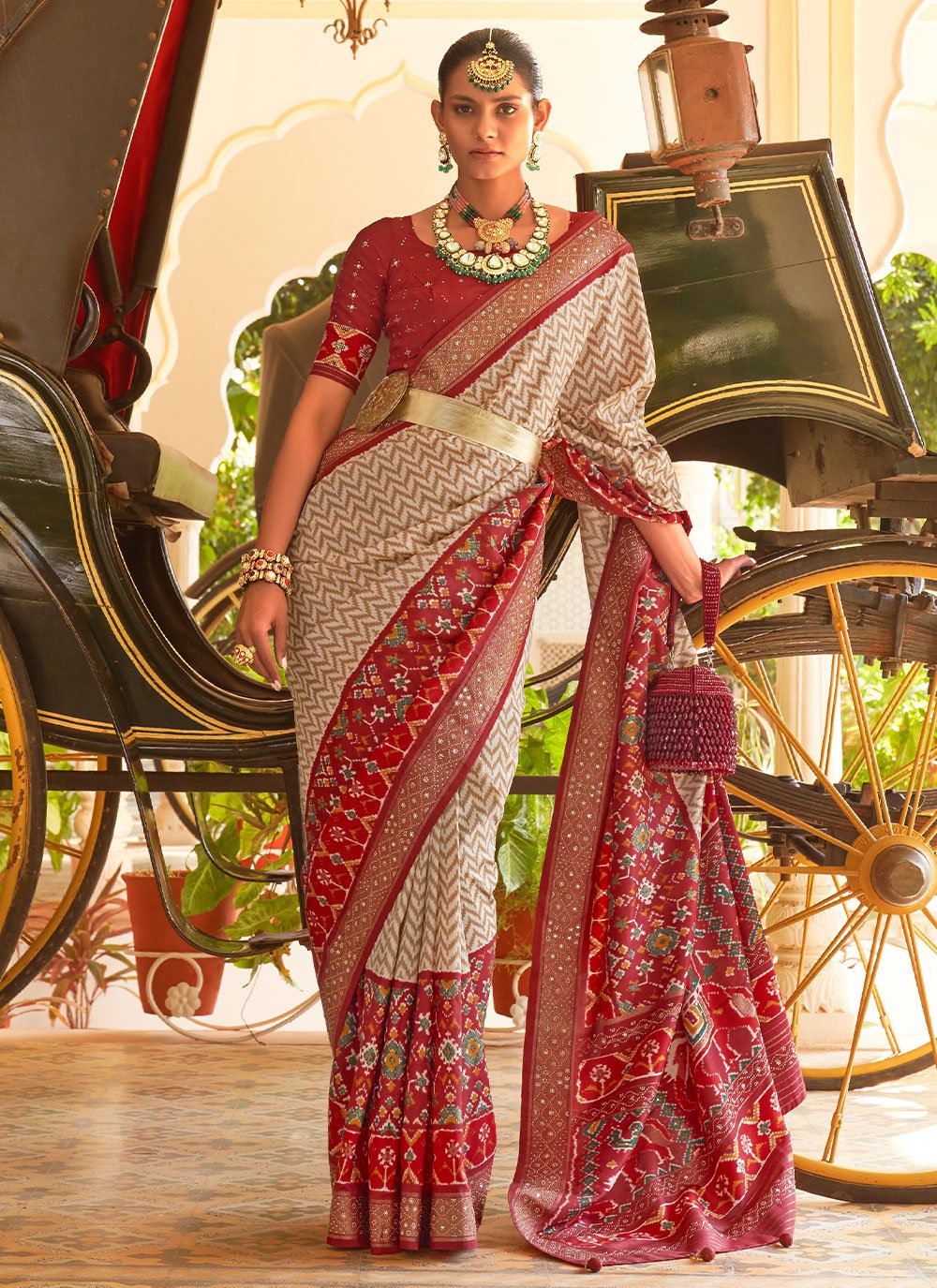 Trendy Saree Silk Red Weaving Saree