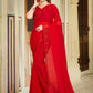 Contemporary Chiffon Red Stone Saree