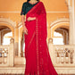 Contemporary Chinon Red Sequins Saree
