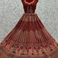 Lehenga Choli Velvet Red Dori Work Lehenga Choli