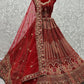 Lehenga Choli Velvet Red Dori Work Lehenga Choli