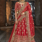 A Line Lehenga Velvet Red Dori Work Lehenga Choli