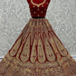 A Line Lehenga Velvet Red Dori Work Lehenga Choli