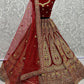 A Line Lehenga Velvet Red Dori Work Lehenga Choli