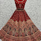 Lehenga Choli Velvet Red Diamond Lehenga Choli