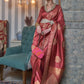 Designer Handloom Silk Red Weaving Saree