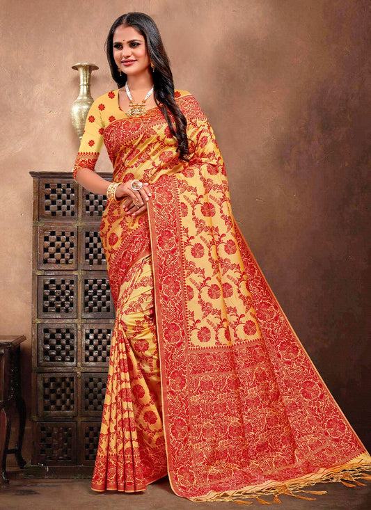 Trendy Saree Silk Red Weaving Saree