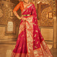 Trendy Saree Tussar Silk Red Weaving Saree