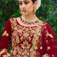 A Line Lehenga Velvet Red Dori Work Lehenga Choli