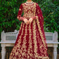 A Line Lehenga Velvet Red Dori Work Lehenga Choli