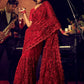 Trendy Saree Net Red Cut Dana Saree