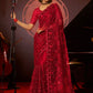 Trendy Saree Net Red Cut Dana Saree