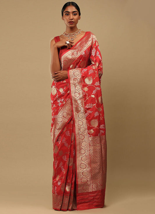 Classic Art Banarasi Silk Red Woven Saree