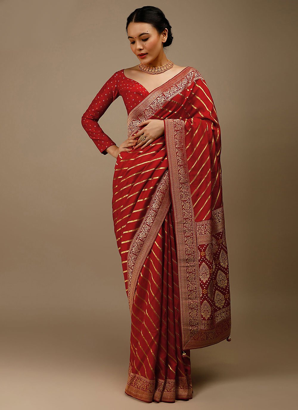 Trendy Saree Art Banarasi Silk Red Woven Saree