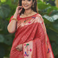 Classic Silk Red Floral Patch Saree