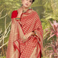 Contemporary Jacquard Silk Red Zari Saree