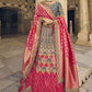 A Line Lehenga Banarasi Silk Grey Pink Embroidered Lehenga Choli