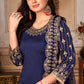 Patiala Suit Art Silk Blue Embroidered Salwar Kameez