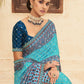 Classic Chinon Aqua Blue Bandhej Saree