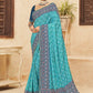 Classic Chinon Aqua Blue Bandhej Saree