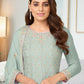 Salwar Suit Chinon Sea Green Embroidered Salwar Kameez