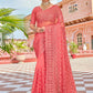 Classic Net Pink Embroidered Saree